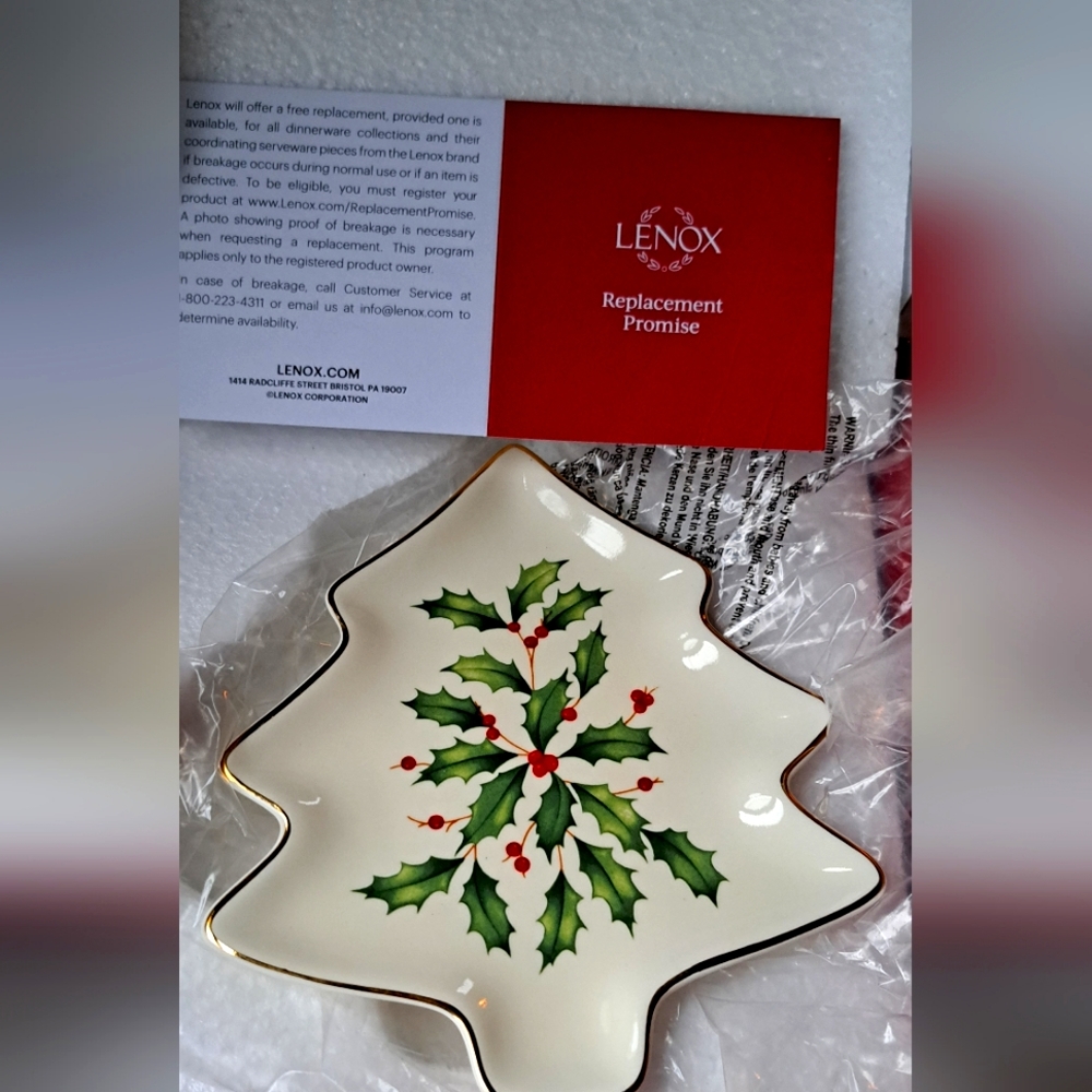 Lenox Hosting The Holidays Tree Trinket Party Plate Gold 24k Trimmed New